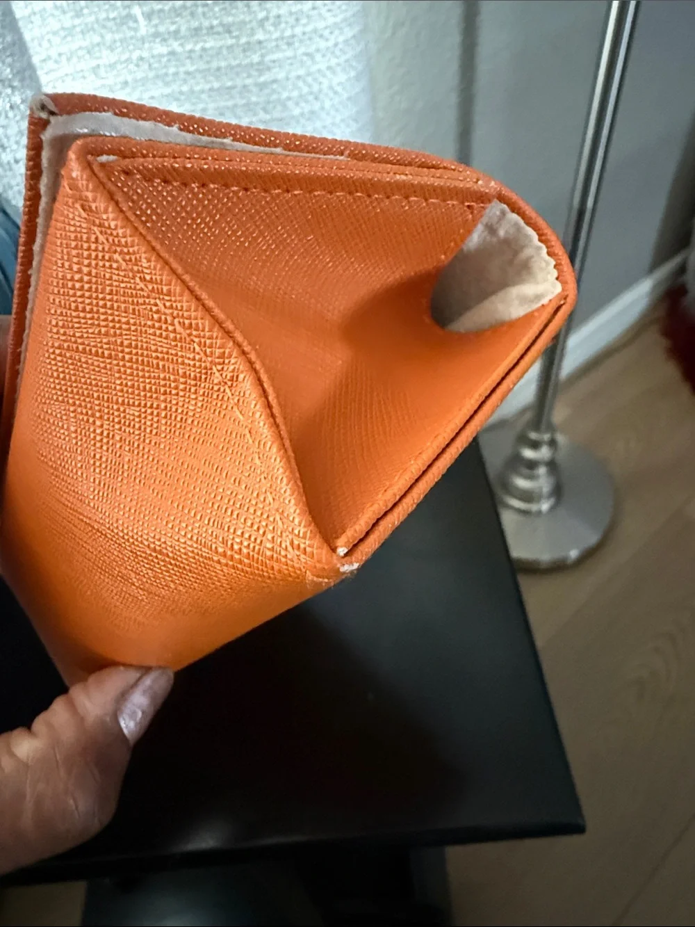 Tory Burch Orange Saffiano Lethet Glasses Sunglasses Case with Logo Medallion